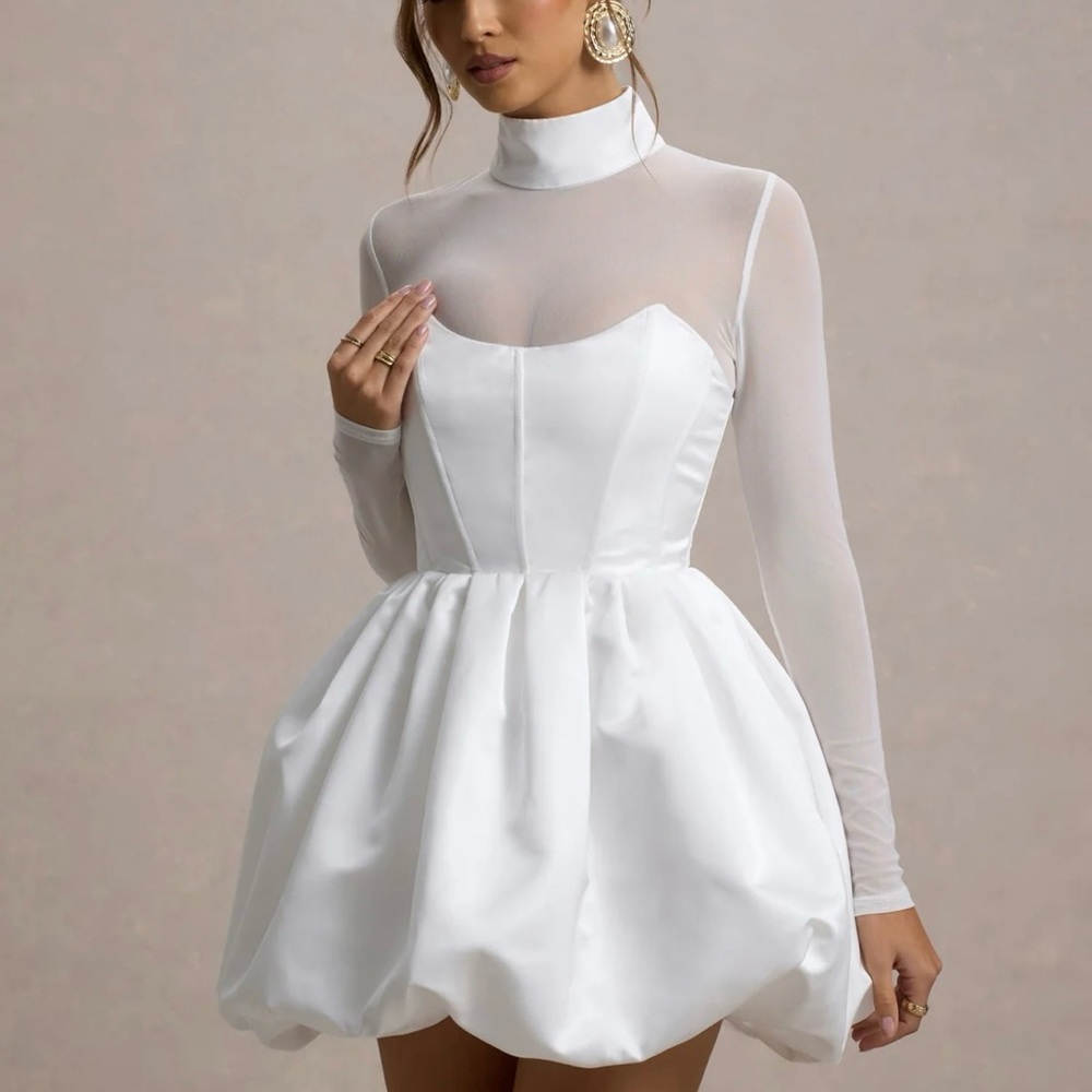 Club L London White Satin Mini Dress